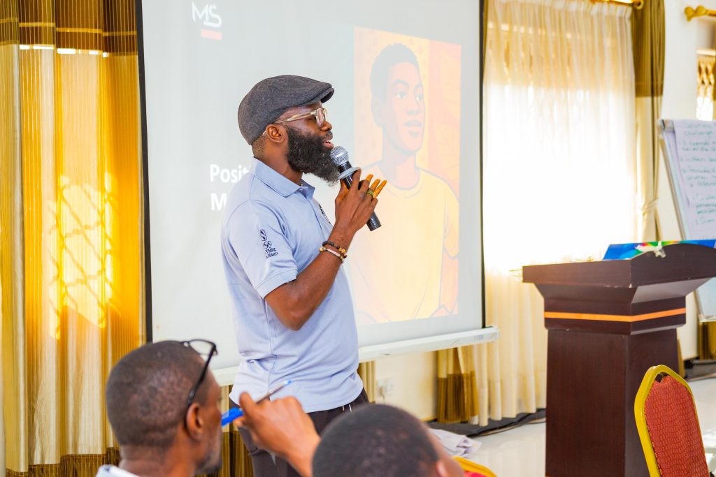 Elijah Njawuzi delivering her presentation about Mental health in GBV TOT workshop